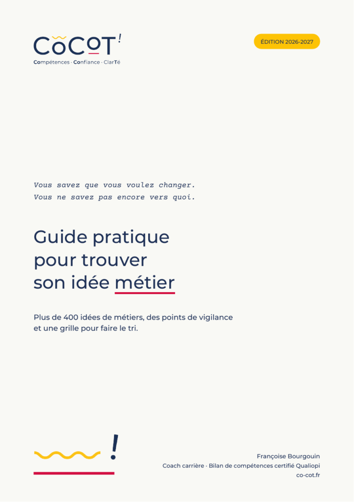 Couverture du Guide pratique pour trouver son idée métier, édition 2026-2027, par Françoise Bourgouin (COCOT')